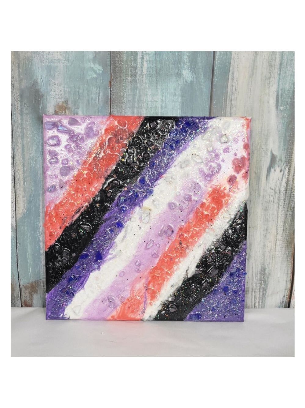 8x8 Canvas Resin Geode Painting Handcrafted
